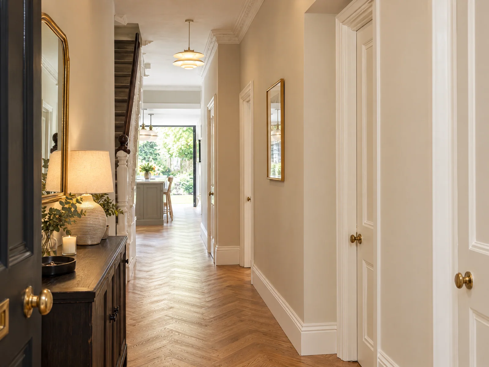 Completed hallway renovation in a Victorian terraced house in Leyton