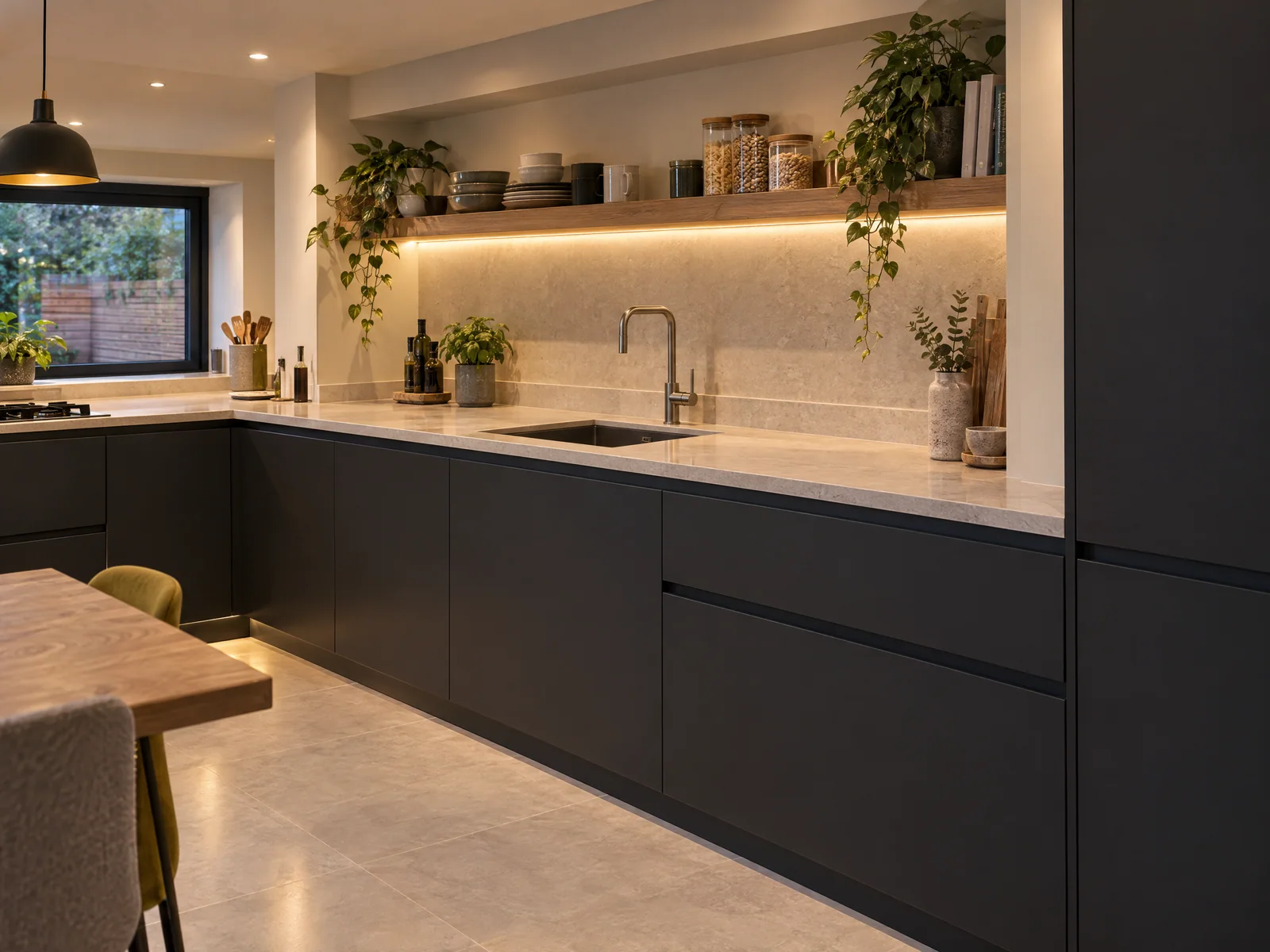 Kitchen cabinetry and worktop detail in a Wanstead rear extension