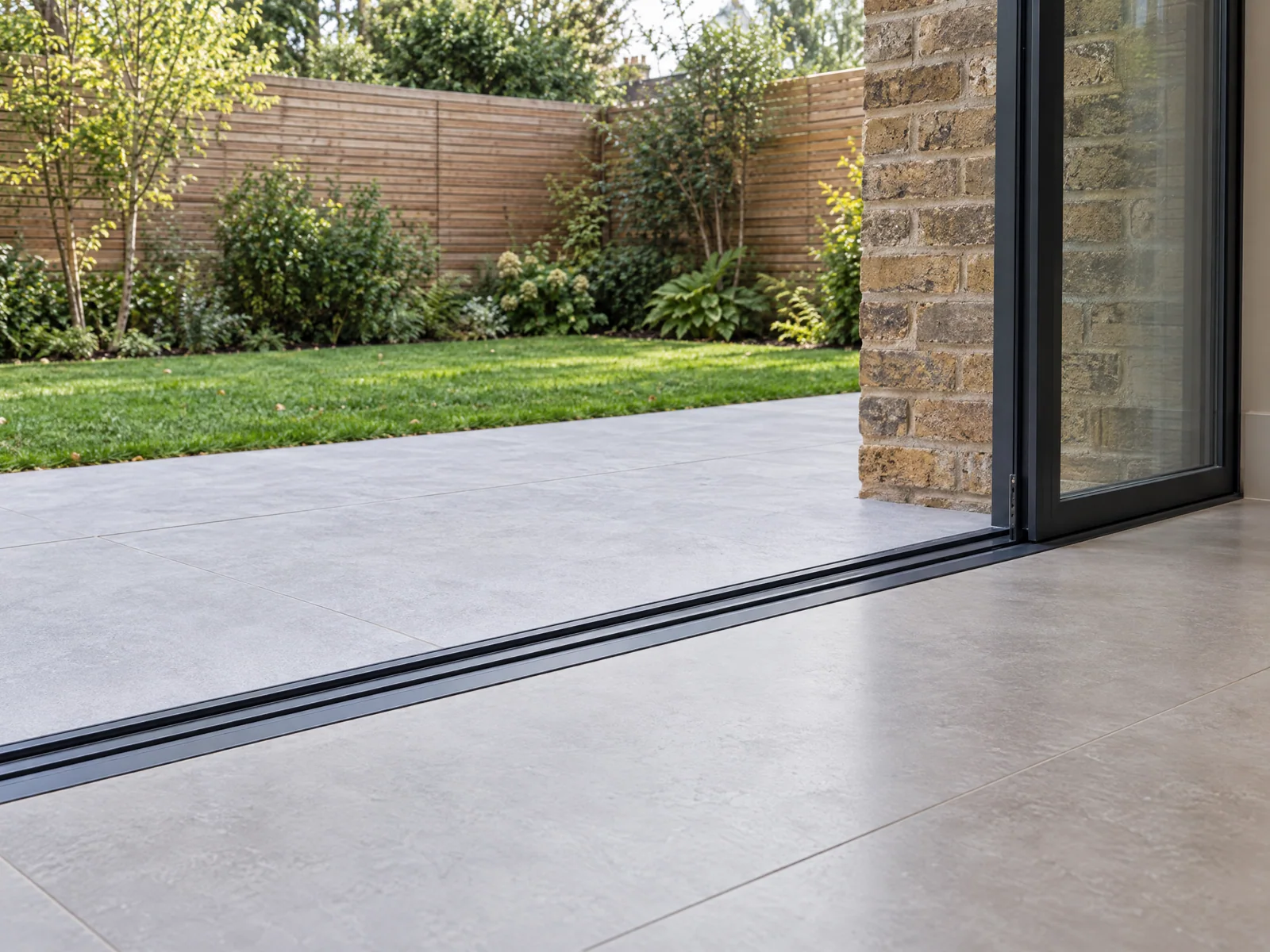 Patio and garden threshold of a completed rear extension in Wanstead